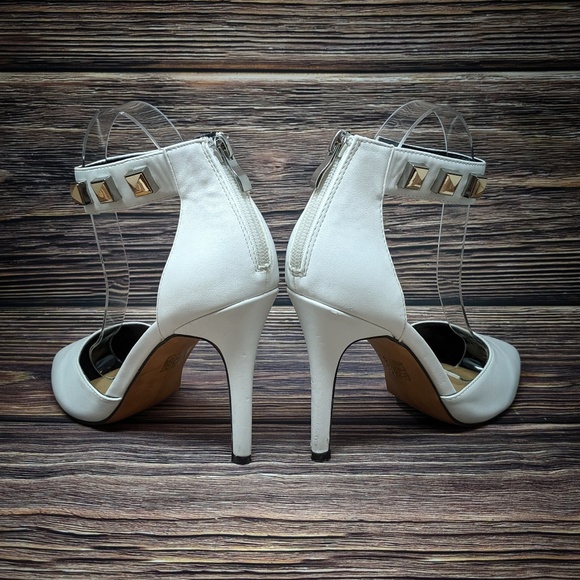Aldo Leather D'orsay White Ankle Strap Studded 8.5 - Picture 6 of 8